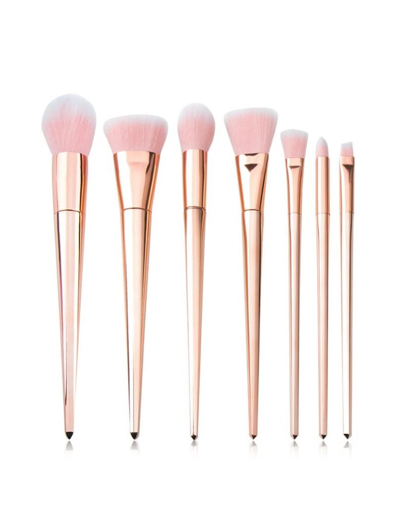 7Pcs Powder Professional Makeup Brush Set - Rose Gold