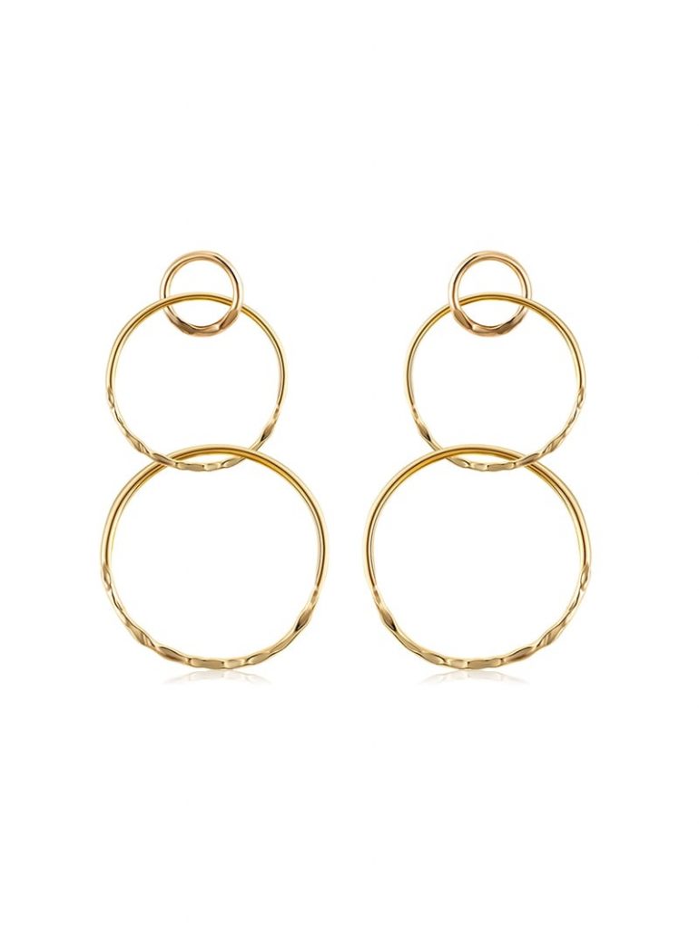 Alloy Layered Round Earrings - Gold