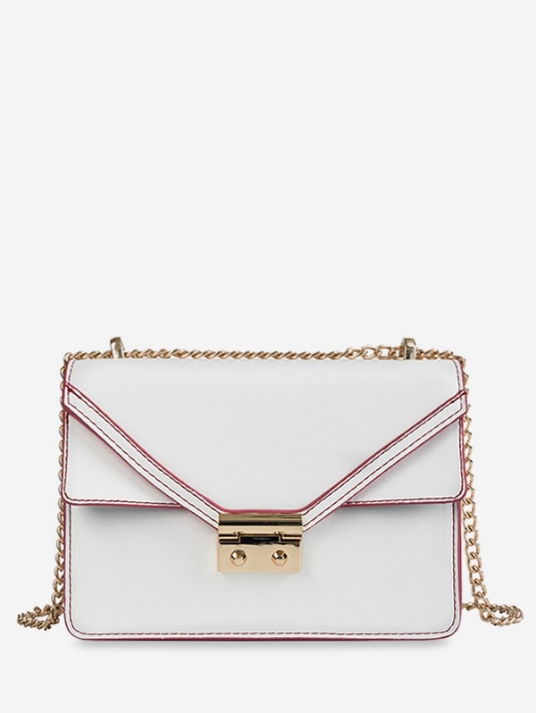 Cover Chain PU Crossbody Bag - White