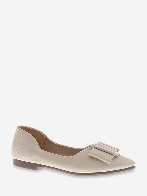 Pointed Toe Leisure Flat Shoes - Beige Eu 38