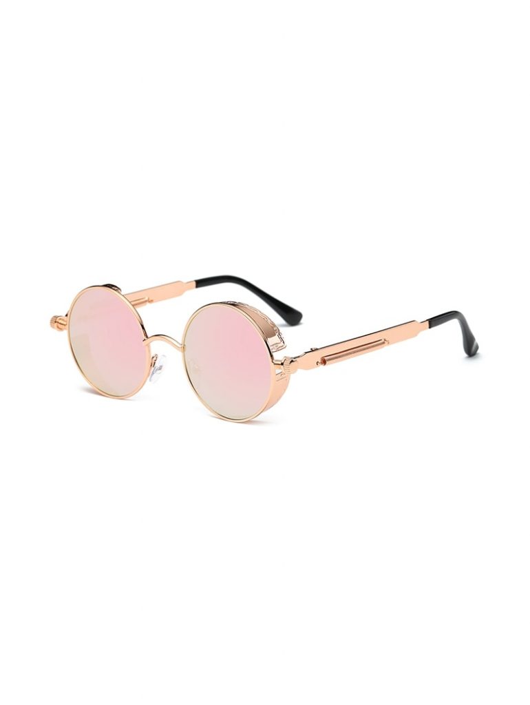 Retro Round Metal Frame Sunglasses - Pig Pink