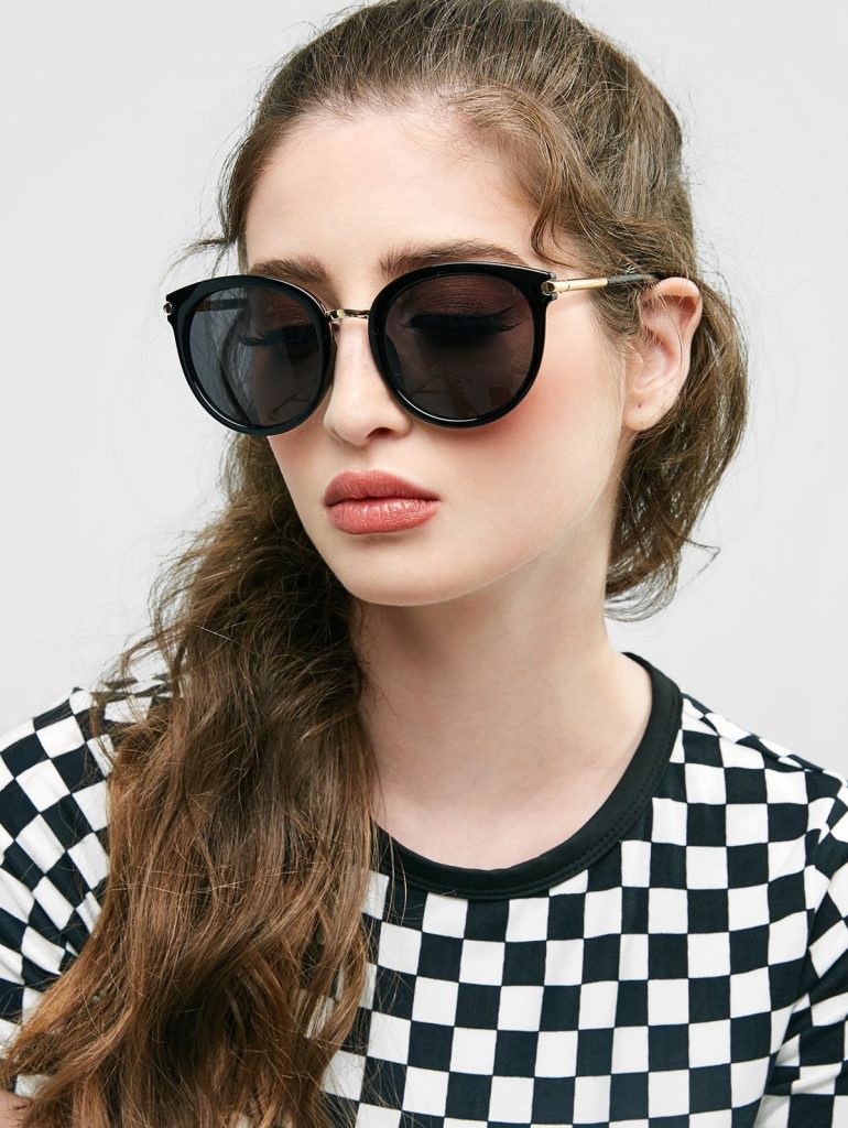 Round European American Young Style Sunglasses - Black