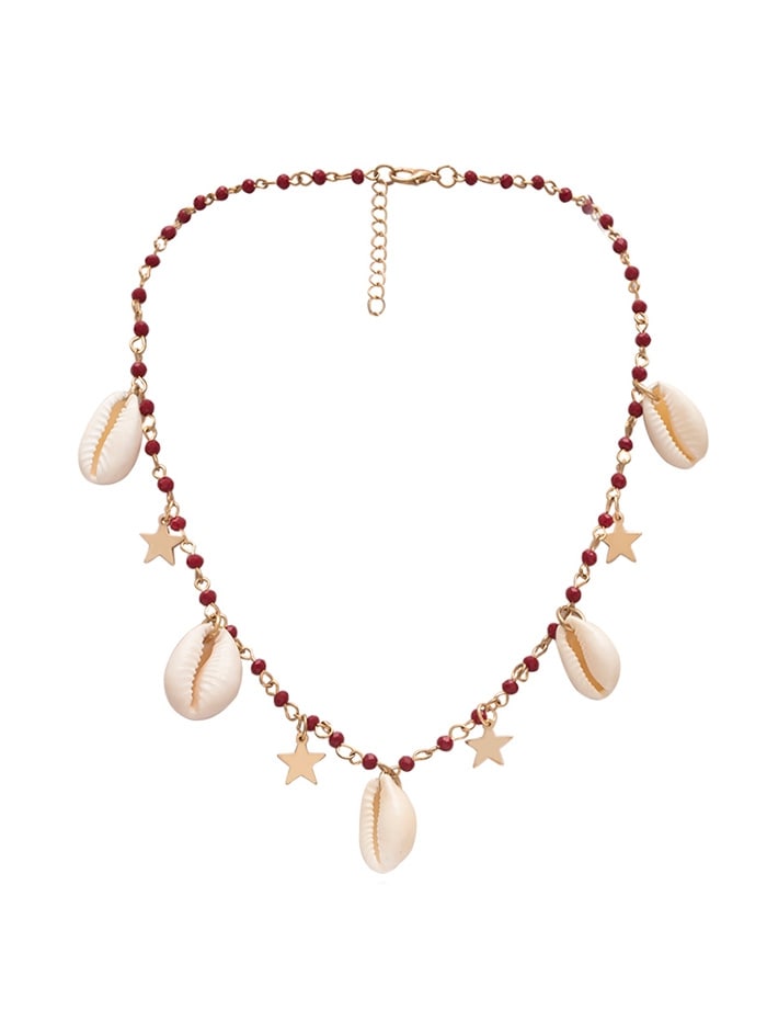 Shell Beads Stars Necklace - Gold