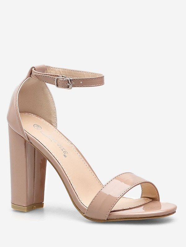 Simple Buckled High Heel Sandals - Apricot Eu