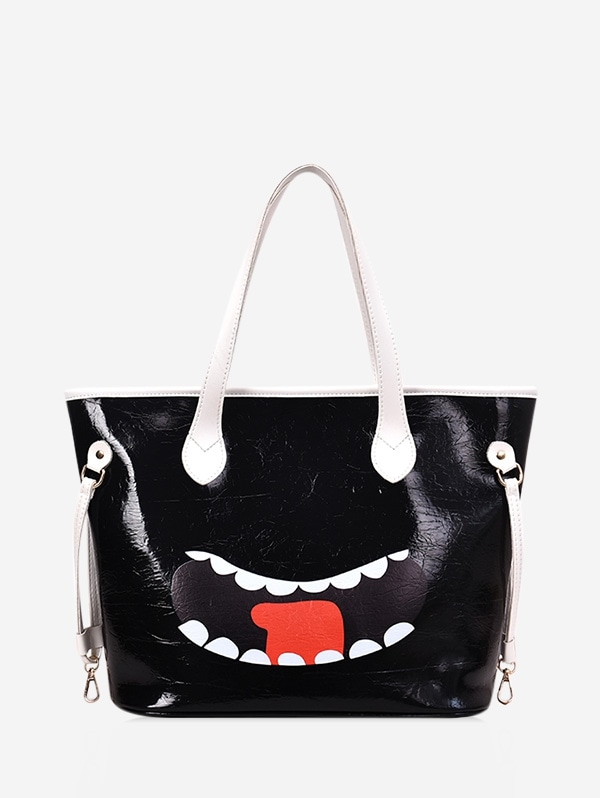 Single Shoulder Big Tote Bag - Black