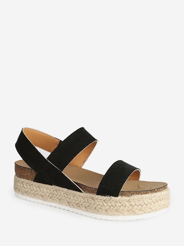 Slip On Rome Platform Espadrille Sandals - Black Eu 41