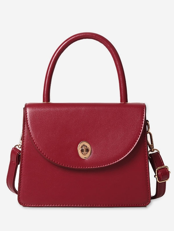 Solid Ins Style Leather Shoulder Bag - Red