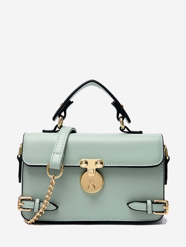 Square Solid Hasp Crossbody Bag - Pale Blue Lily