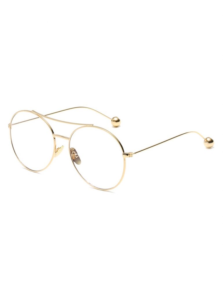 Steel Ball Legs Round Sunglasses - Gold