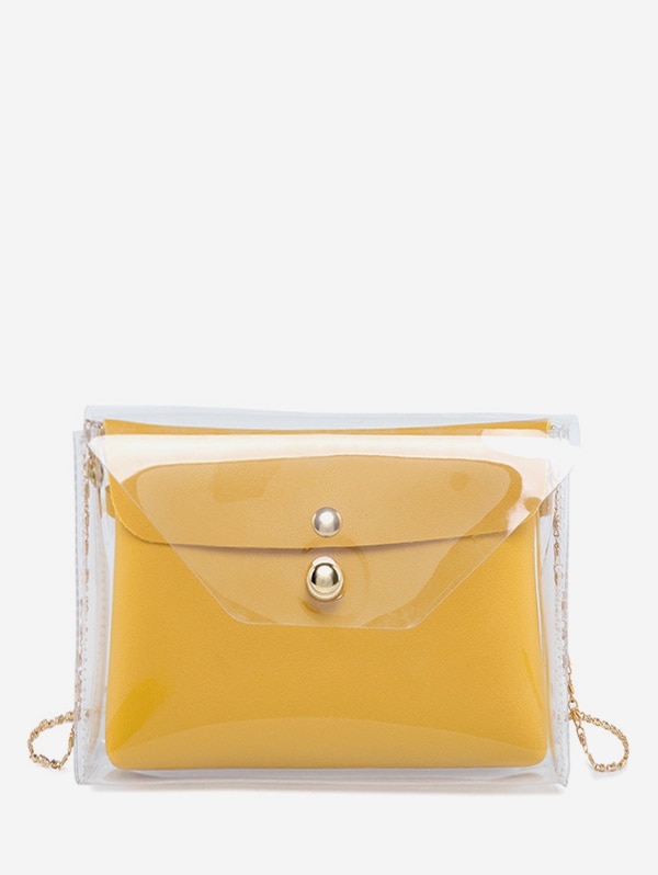 Stylish Transparent Square Chain Shoulder Bag - Sun Yellow