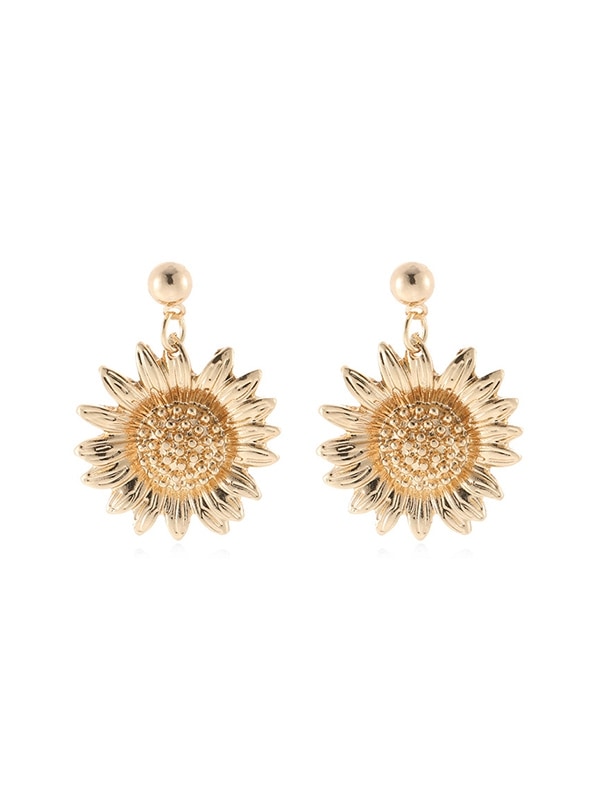 Sunflower Dangle Earrings - Gold