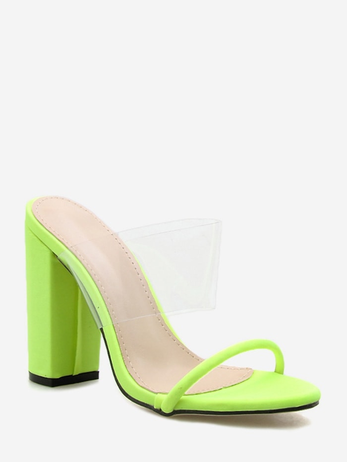 Translucent PVC High Heel Slides - Green Eu 37