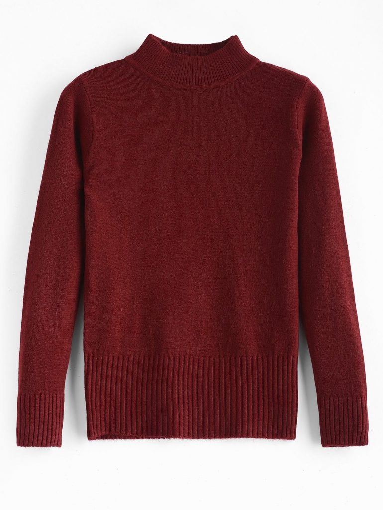 Basic Slim Fit Sweater - Red Wine