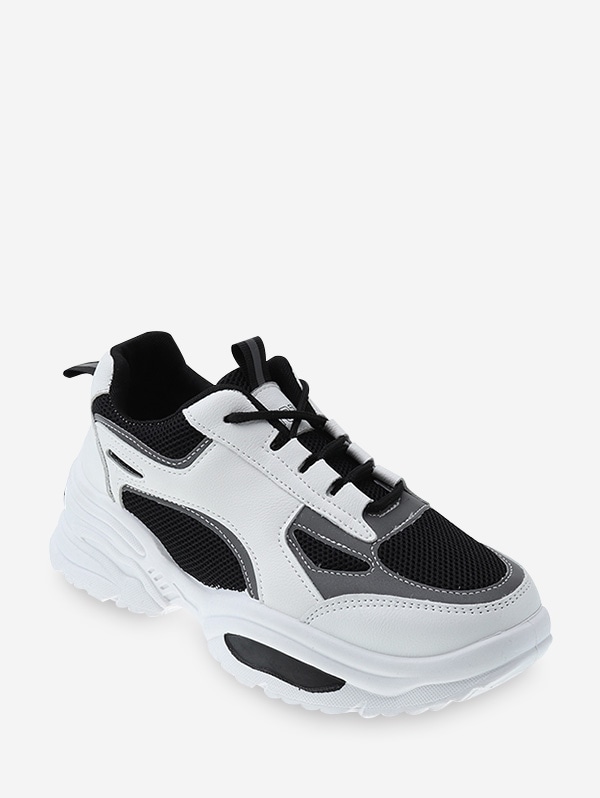 Contrast Trim Breathable Mesh Dad Sneakers - Black Eu 40
