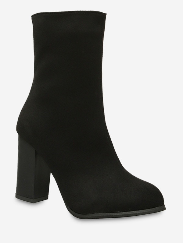 Pointed Toe High Heel Fleece Boots - Black Eu 41