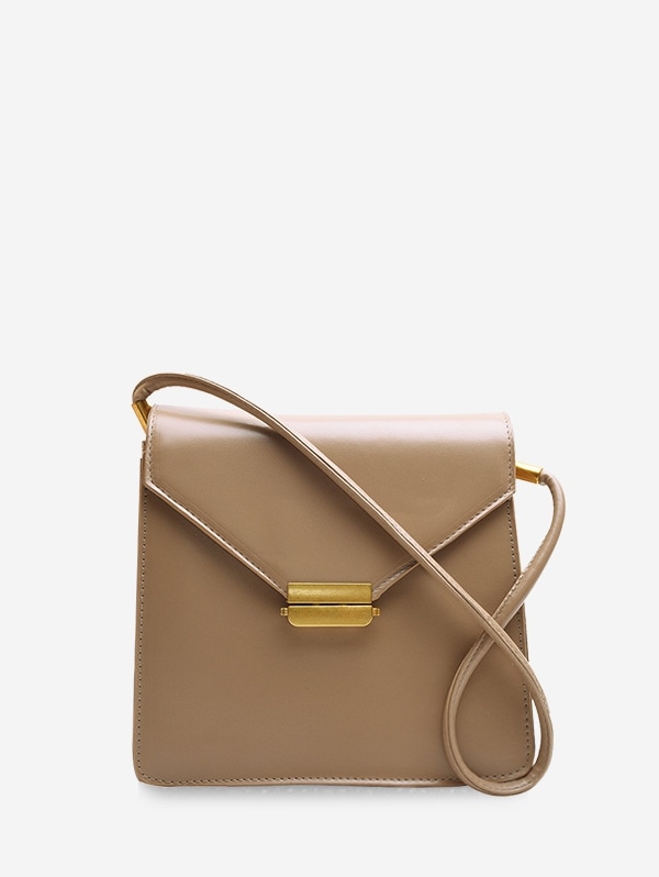 Simple Solid Square Shoulder Bag - Light Khaki