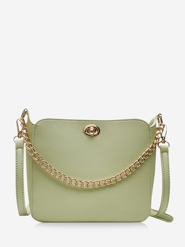 Solid Chain Design Simple Crossbody Bag - Green