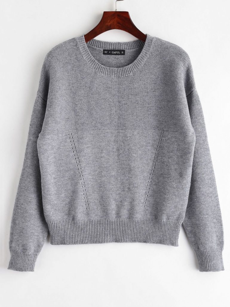 ZAFUL Marl Plain Sweater - Gray