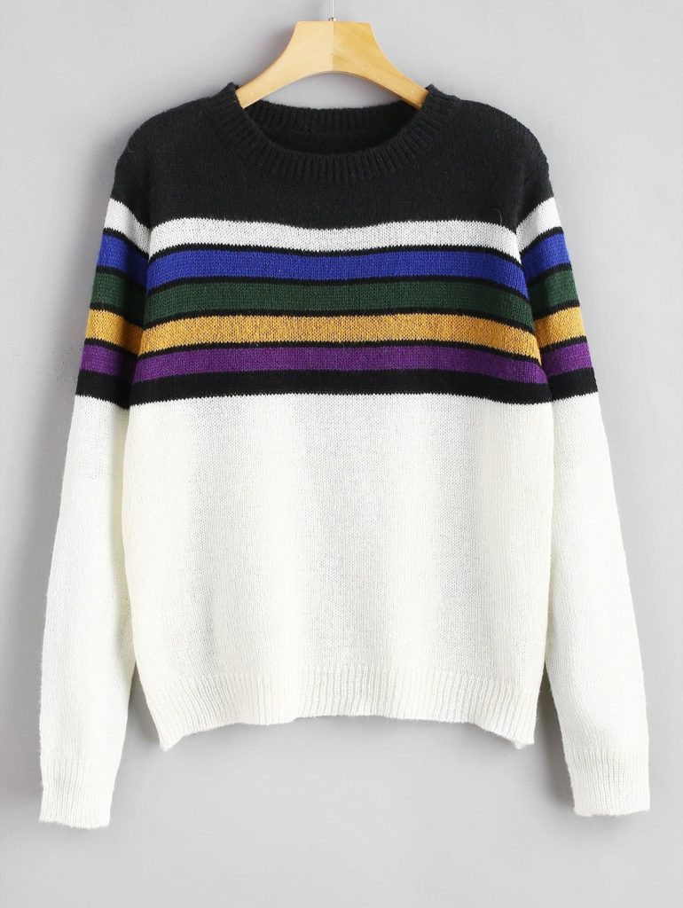 ZAFUL Striped Pullover Sweater - Multi