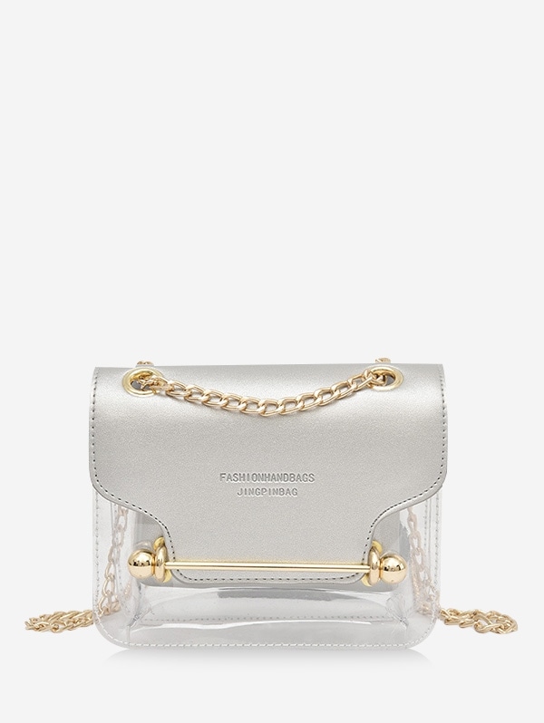 Crossbody Character Pattern Transparent Shoulder Bag - Silver